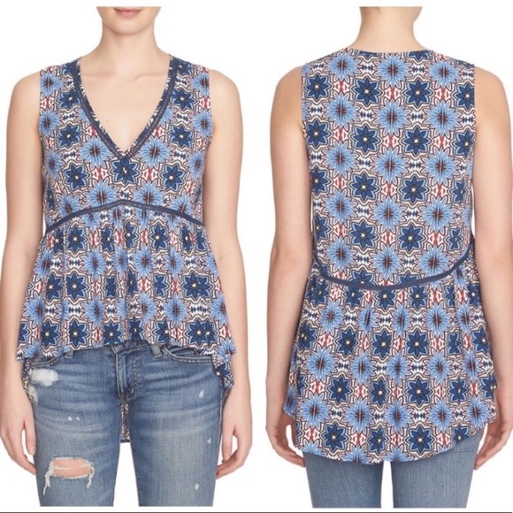 1. State Floral Print High Low Sleeveless Top - Picture 1 of 7